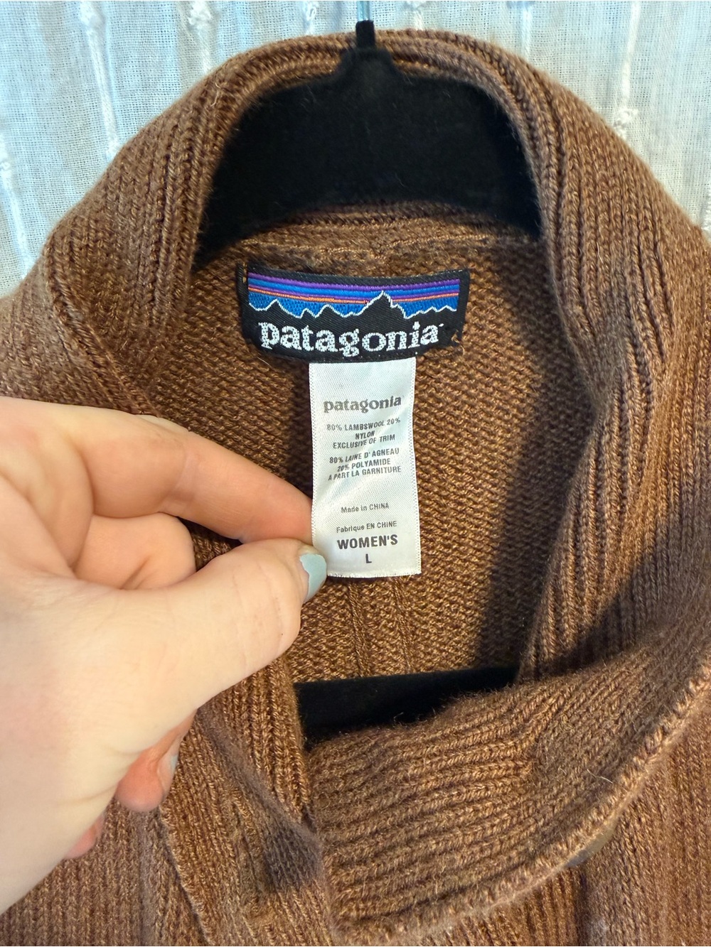 Patagonia Women's Brown Ribbed Knit Wool Open Cardigan